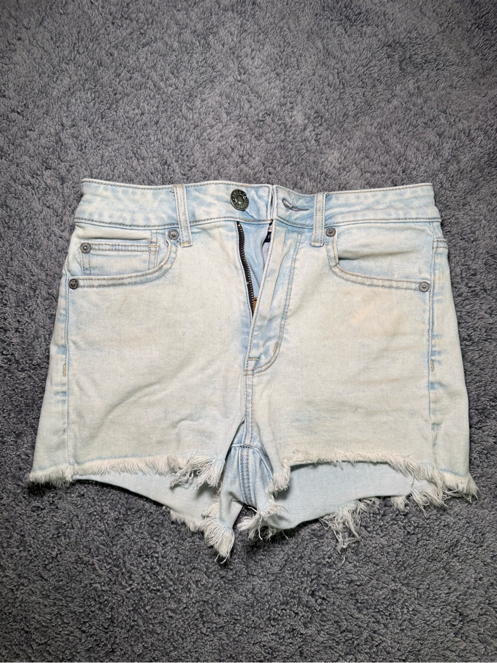 American Eagle Outfitters Women’s Light Blue Frayed Hem Denim Shorts